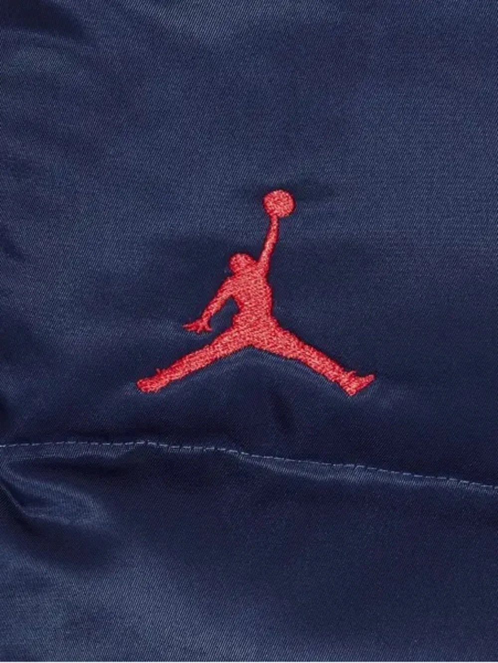 Jordan x Supreme Navy Puffer Jacket with Brown Faux-Fur Trim